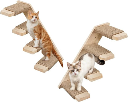 HOOBRO Cat Wall Shelves Set of 2, Wood Wall Mounted 4-Level Cat Wall Steps - Image 9