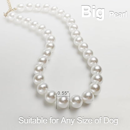 Chunky Pearl Dog Collar Large Breed, Adjustable Dog Necklace, Beaded Dog Collar - Image 3