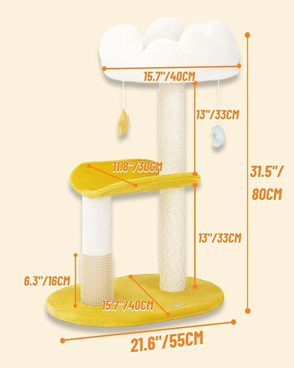 Happi N Pets Cloud Cat Tree, 31.5in Multi-Level Indoor Cat Tower - Image 3