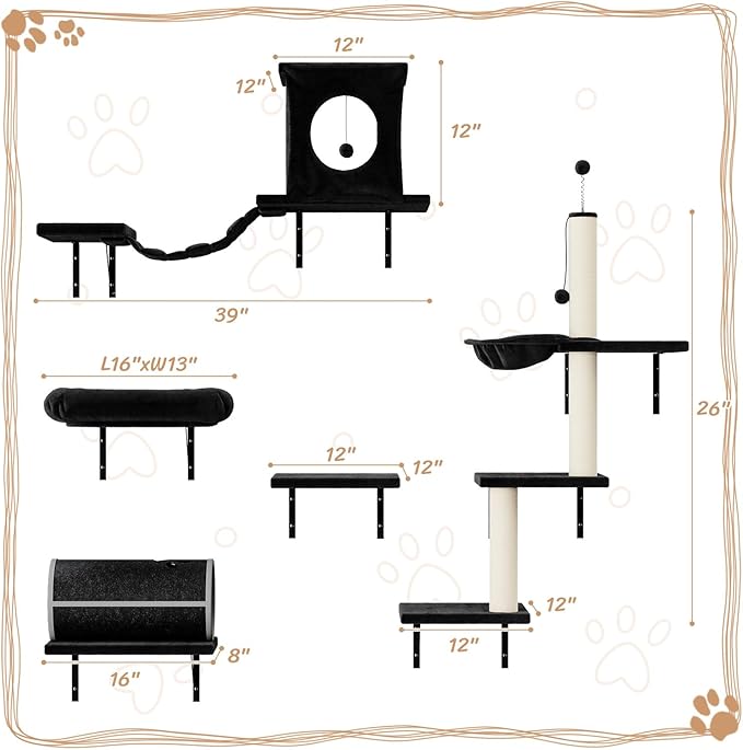 NUNU LAB 14-in-1 Cat Wall Shelves Set, Wall-Mounted Cat Climber - Image 2
