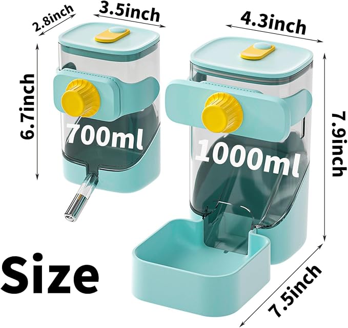 PODOO Rabbit Food Water Dispenser, 24oz No Drip Bunny Water Feeder, 34oz Large - Image 2