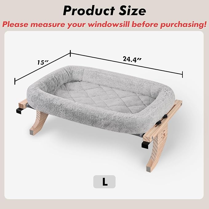 AMOSIJOY Cat Sill Window Perch Sturdy Hammock Window Seat - Image 3