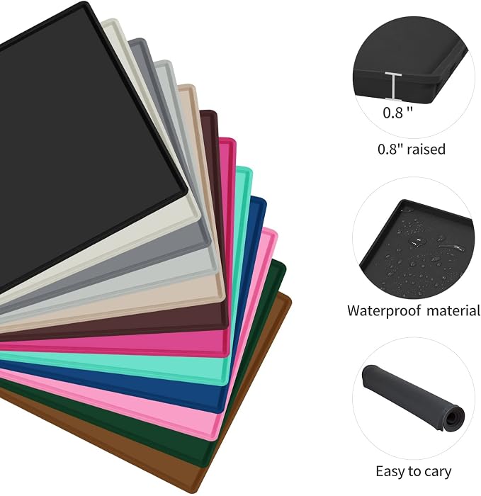 Dog Food Mat, Silicone Waterproof Food Tray, Non Slip Pet Bowl Mats Placemat - Image 2