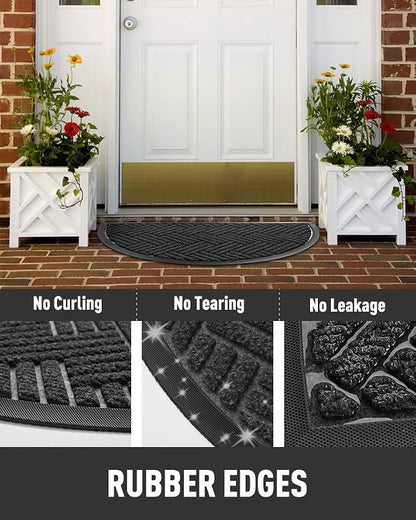 tchdio Door Mat Outdoor Indoor Entrance Doormat-Semicircular Durable Rubber Non - Image 5