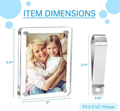 2 Pack Magnetic Car Visor Photo Holder – Personalized Acrylic Clip - Image 2