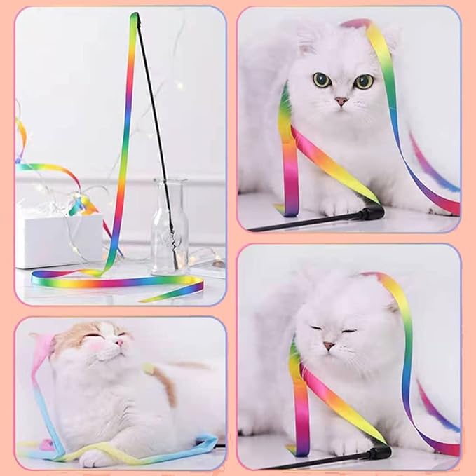 LASOCUHOO Interactive Cat Wand Toys Interactive Cat Teaser Wand String Ribbon - Image 5