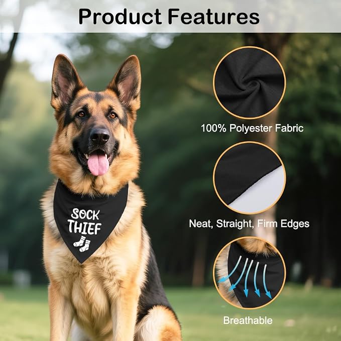 Sock Thief Black Dog Bandana, Puppy Fashion Accessory - Image 3