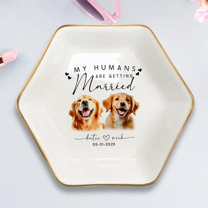 Custom Pet Portrait Watercolor Ring Dish, My Humans Are Getting Married Jewelry - Image 4