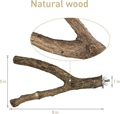 Bird Perch 4 PCS Natural Wood Stand Parakeet Toys Bird Cage Accessories - Image 3