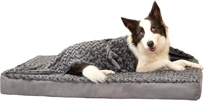 Orthopedic Memory Foam Bed for Large Dogs, Waterproof Cooling Pet Mats for Crate by ABETTERLIFEWITHPET