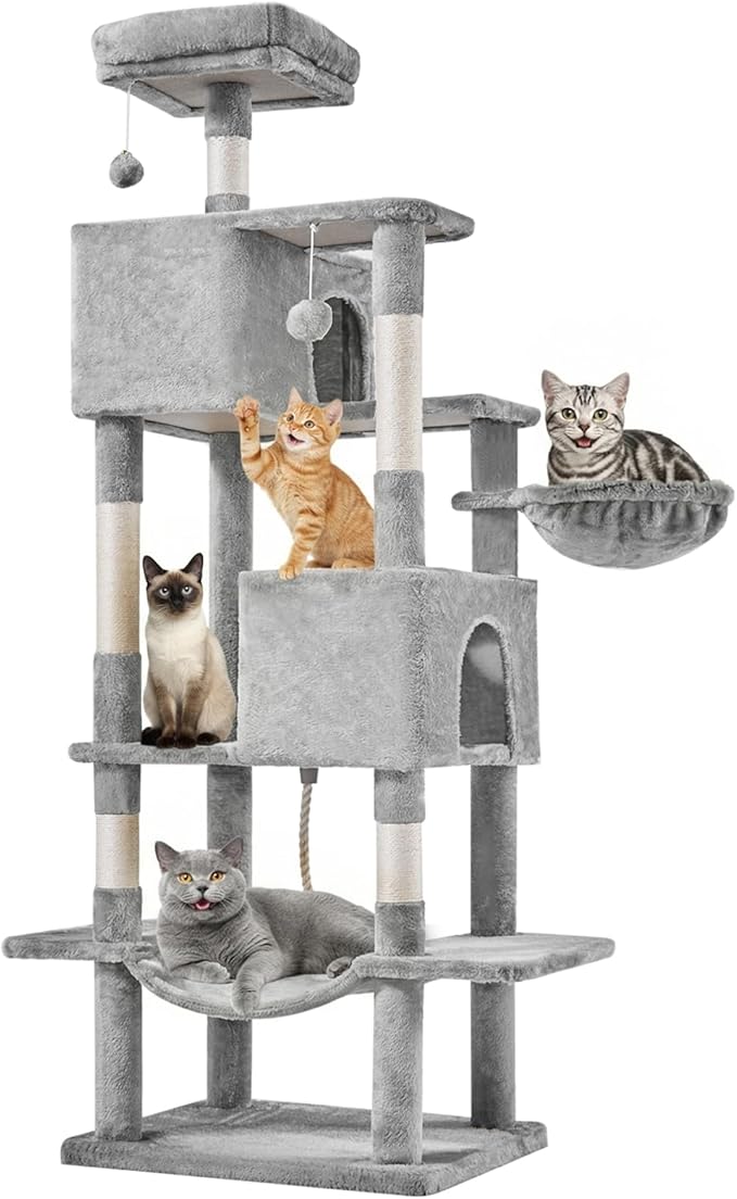 DUMOS Large 66 Inch Cat Tree Tower, Tall Multi Level Cat Climbing Tower by DumosLifestyle