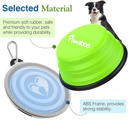 Pawaboo Silicone Collapsible Dog Bowls 2 Pack, 5.1 x 3.5 x 2.1 in, Lid Included - Image 7