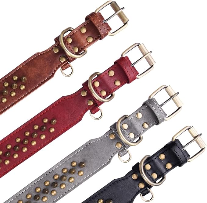 Spiked Dog Collar Soft Pu Leather Mushrooms Rivet Spike Studded Puppy - Image 3