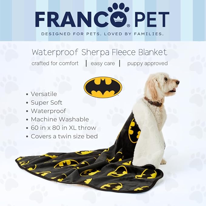 Franco Pet Batman DC Comics Bat Shield Logo XL Oversized Super Soft Cozy - Image 2