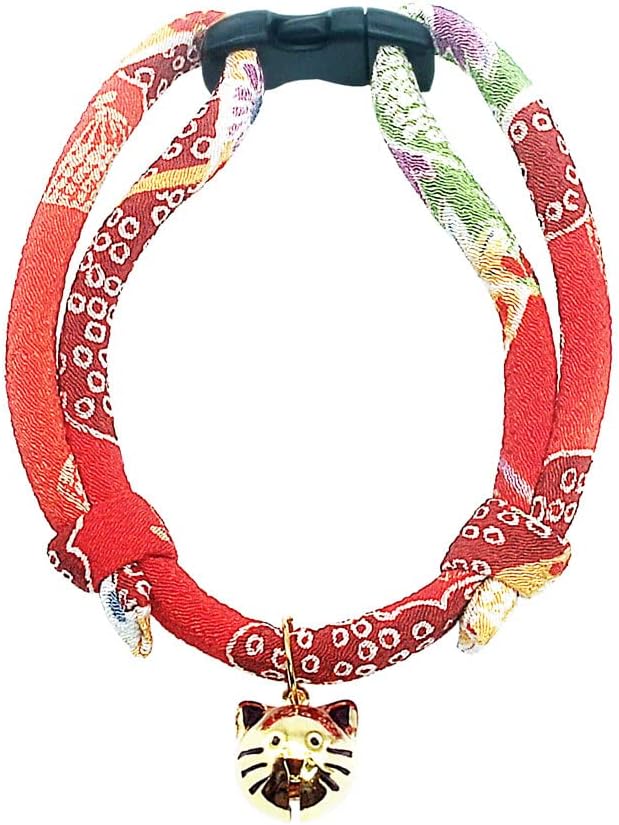 PetSoKoo Cat Collar with Kitty Face Bell. Cute Japan Chirimen Kitten Collar. by PetSoKoo