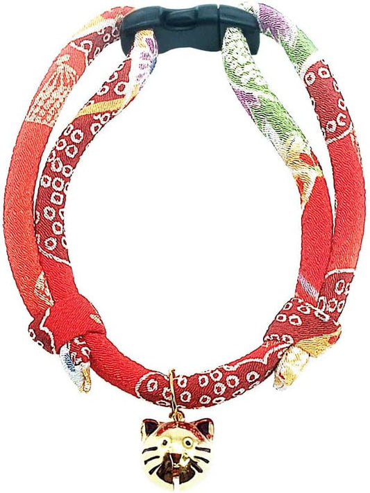 PetSoKoo Cat Collar with Kitty Face Bell. Cute Japan Chirimen Kitten Collar. by PetSoKoo