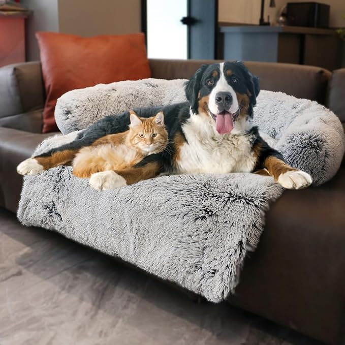 Calming Dogs/Cats Bed Mats, Dog Pad Washable Removable Couch Cover, Plush Long by Tinaco