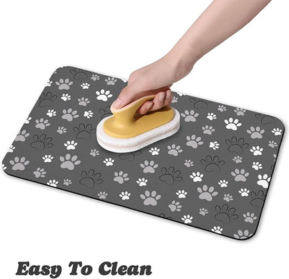 Dog Food Mat, Absorbent Water Bowl Mats Cat Pet Feeding Placemats Dark Gray 17 - Image 4