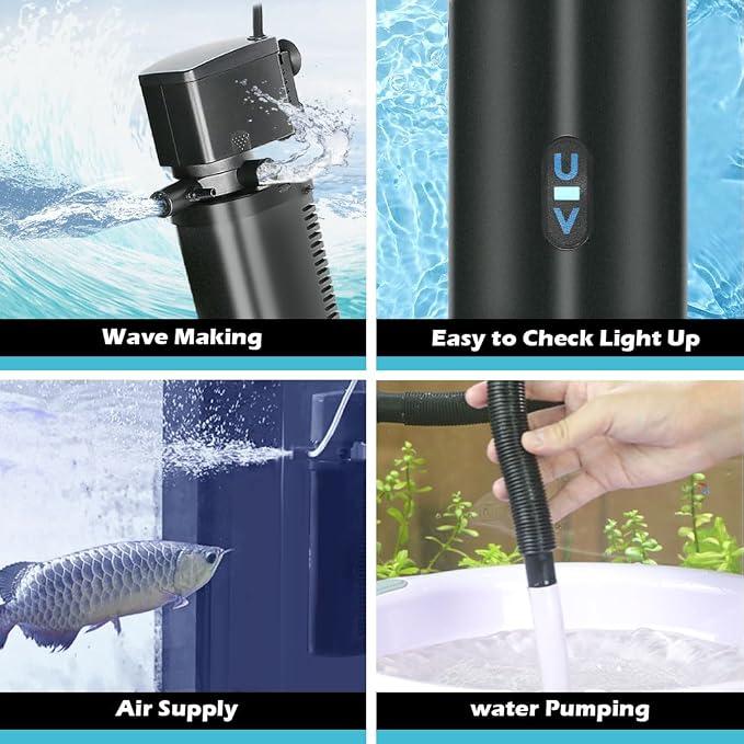 Aquarium Filter for 100-400 Gallon Tank, U-V Fish Tank Green Clean Machine - Image 7