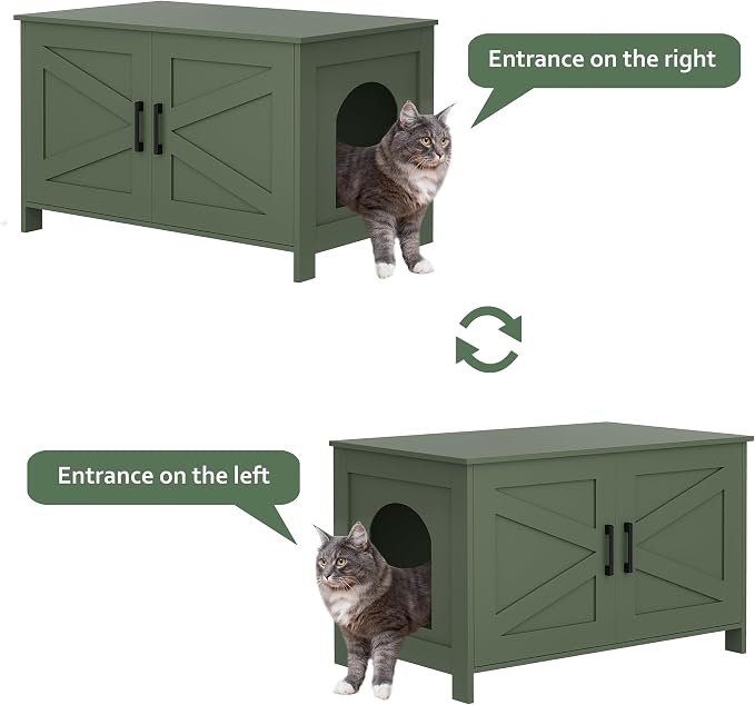 Homhedy Cat Litter Box Enclosure, Litter Box Furniture Hidden - Image 7