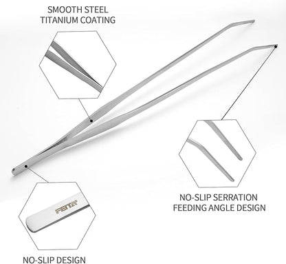 FEITA Extra Long 15 Inch Tweezer Stainless Steel Curved Tip - Image 2