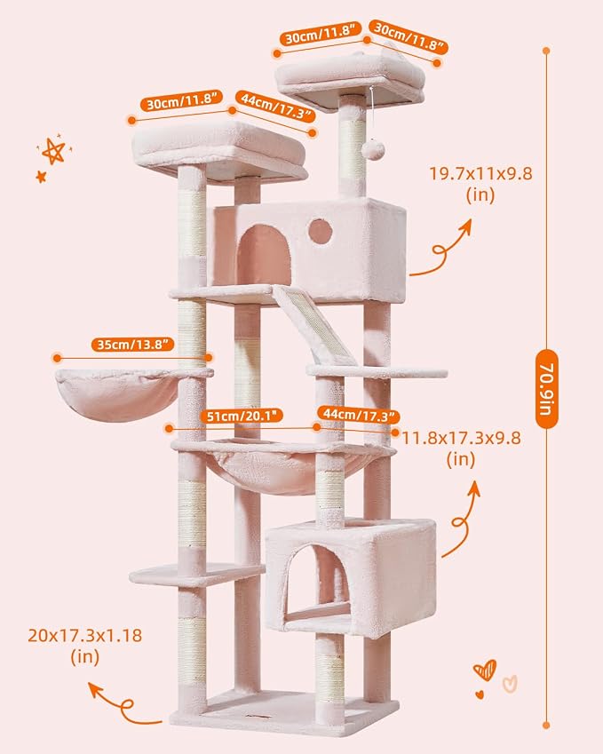 Taoqimiao Cat Tree 71-Inch, Cat Tower - Image 2