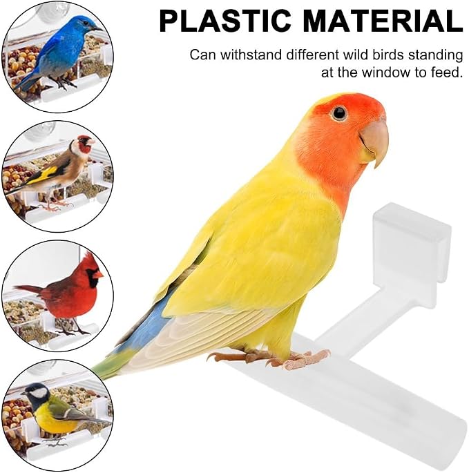 2PCS Bird Perch Stands, Acrylic Parrot Feeder Playstand Window Bird Feeder - Image 5