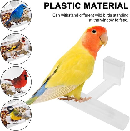 2PCS Bird Perch Stands, Acrylic Parrot Feeder Playstand Window Bird Feeder - Image 5