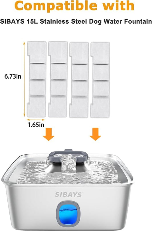 SIBAYS Dog Water Fountain Filter Replacement, 4Gal/15L Pet Fountain Filters - Image 2