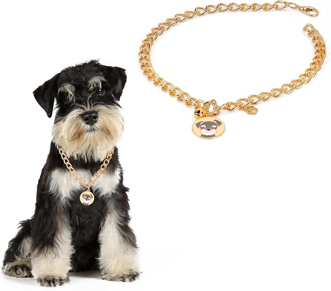 HOWWFALY Dog Collar and Cat Chain Necklace Stainless Steel Adjustable 18K Gold - Image 2