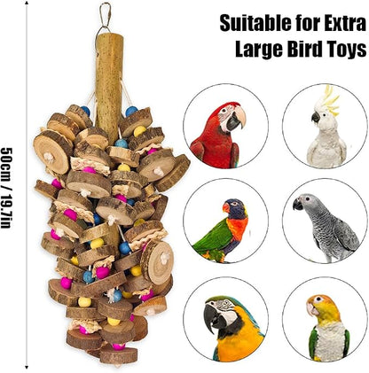 Extra Large Bird Parrot Toys- 19.7 inch Multicolored Natural Wooden Block - Image 12