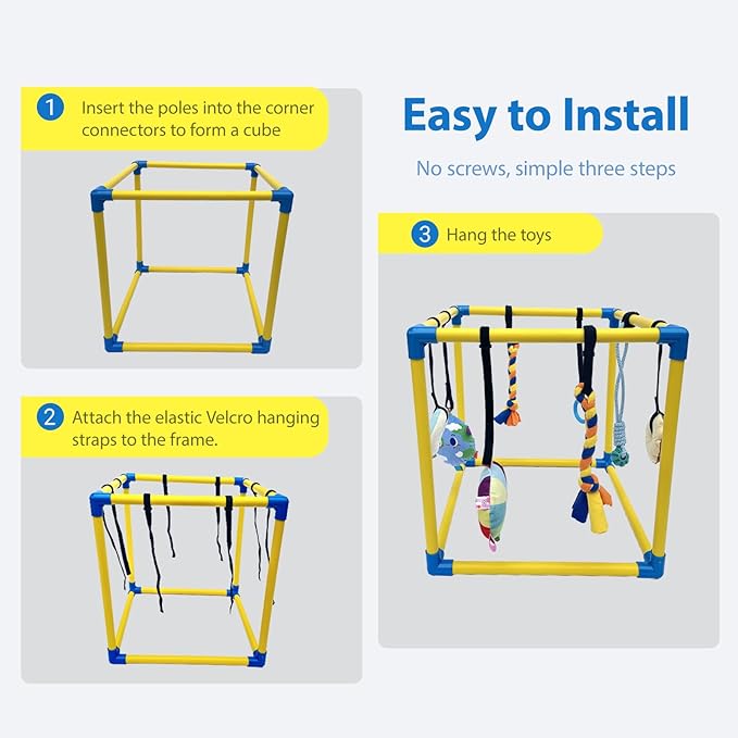 Dewonch Puppy Play Gym with 8 Hanging Toys, Small Dogs Indoor Jungle Gym - Image 5