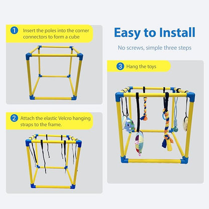 Dewonch Puppy Play Gym with 8 Hanging Toys, Small Dogs Indoor Jungle Gym - Image 5