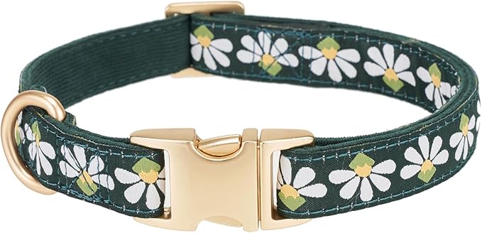 Woven Dog Collar with Metal Buckle Adjustable Jacquard Retro Dog Collars by YUDOTE