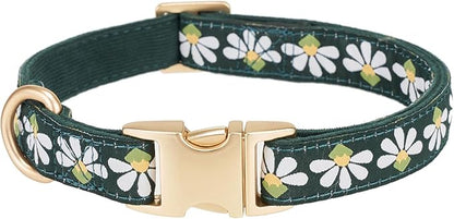 Woven Dog Collar with Metal Buckle Adjustable Jacquard Retro Dog Collars by YUDOTE