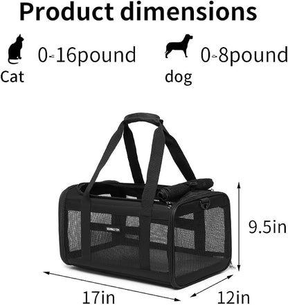 Airline Approved Pet Carrier for Cats and Small Dogs up to 15 lbs, Breathable - Image 2