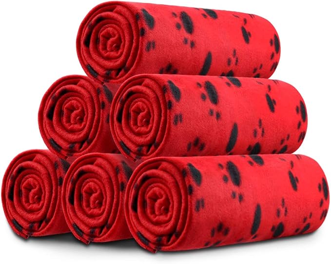 Comsmart Dog Blankets for Small Dogs, 6 Pack Puppy Blanket Cute Paw Print Pet by Comsmart