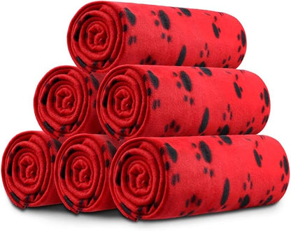 Comsmart Dog Blankets for Small Dogs, 6 Pack Puppy Blanket Cute Paw Print Pet by Comsmart