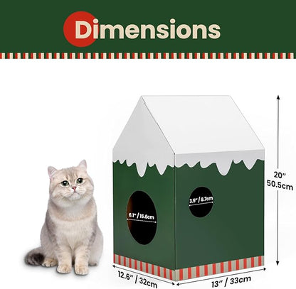 Cardboard Cat House with Scratch Pad & Catnip, Cat Play Scratching House - Image 5