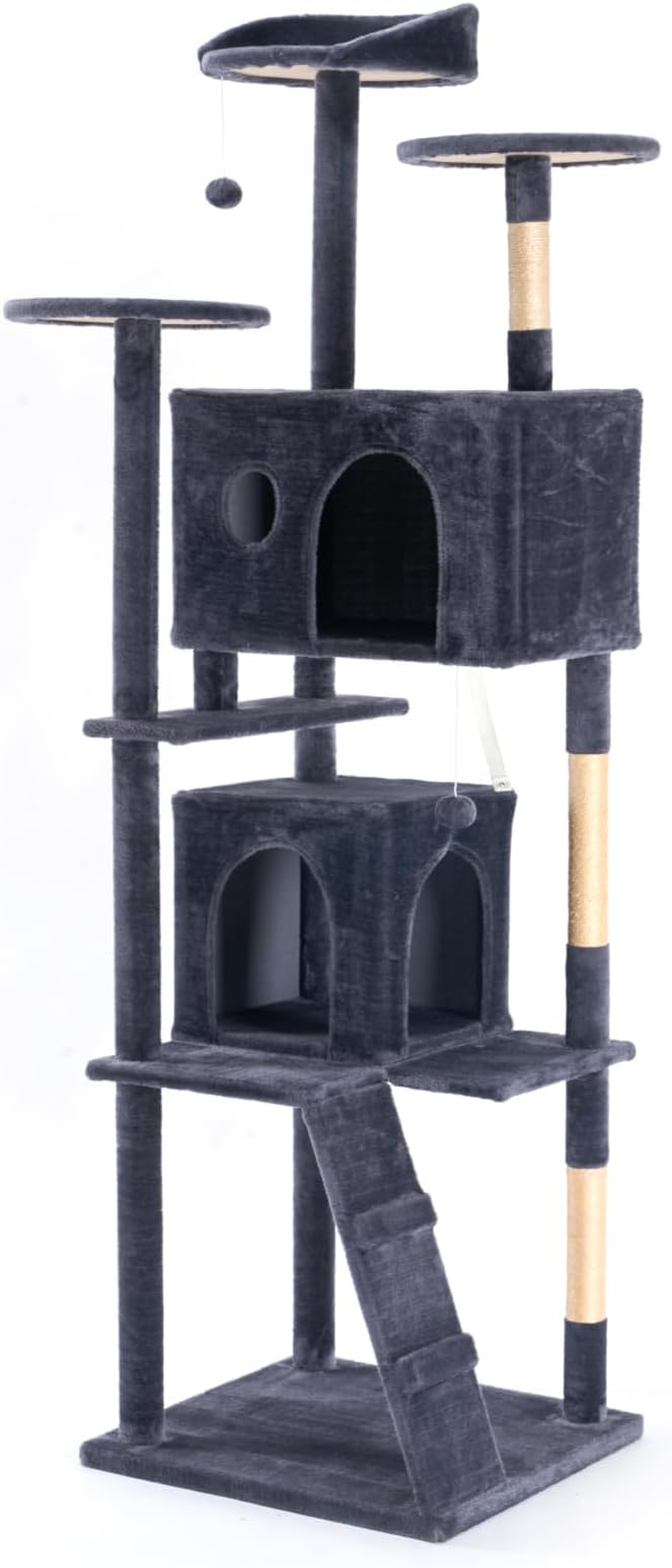 Large Cat Tree 70 Inch, Sisal Scratching Posts and Climbing Ladder, Pet Play - Image 7