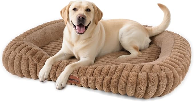 Cute Washable Dog Bed for Medium Large Dogs, Calming Furry Bolster Dog Bed by Unknown