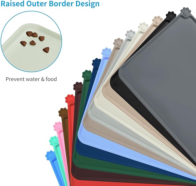 AUDWUD Silicone Waterproof Pet Feeding Mats, Anti Slip Bowl Pad, Dog Mat - Image 3