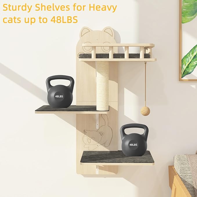 Cat Wall Shelves, 3 Platform Kitten Wall Furniture, DIY - Image 5