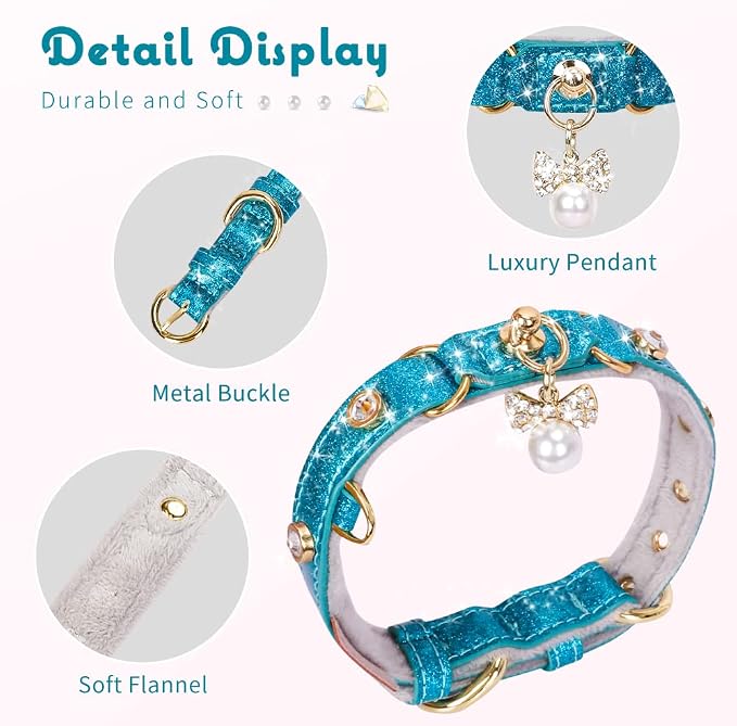 PetsHome Cat Collar, Dog Collar, PU Leather Adjustable Pet Collar - Image 4