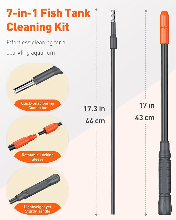 Pawfly Aquarium Cleaning Tools, 7 in 1 Fish Tank Cleaning Kit, Algae Scraper - Image 2