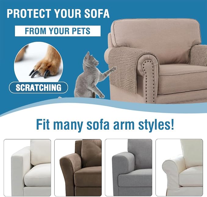 H.VERSAILTEX Plush Chenille Couch Armrest Cover 2 Packs Thick and Soft Sofa - Image 6