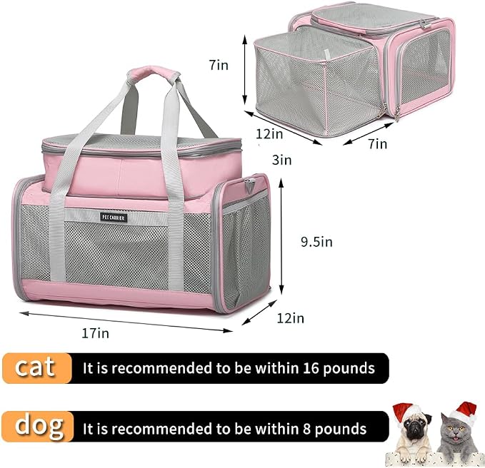 Airline Approved Pet Carrier for Cats and Small Dogs up to 15 lbs, Breathable - Image 2
