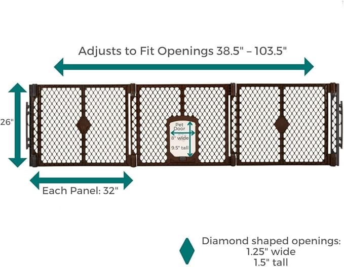 MyPet Extra Wide Dog Gate with Small Pet Door. 38.5” to 103.5" Wide. Cat Gate - Image 5