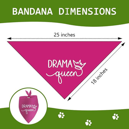 Drama Queen Printed Dog Bandana Funny Dogs Mom Birthday Gifts Pink Dog Bandana - Image 2