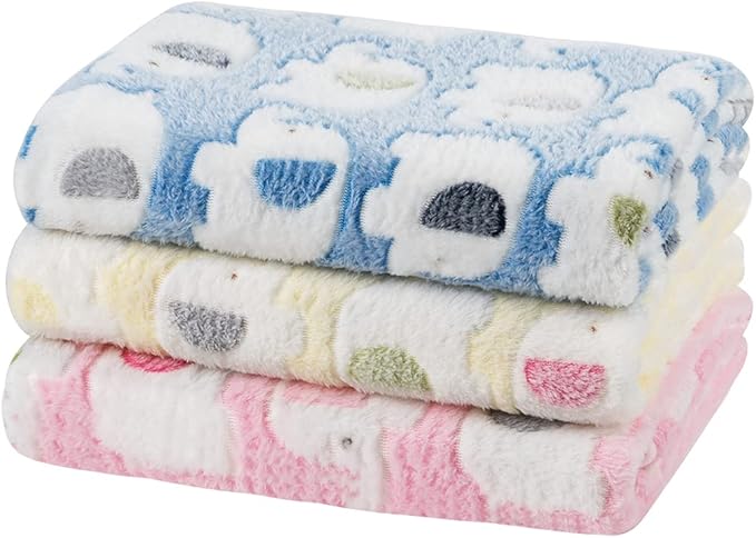 Dono 1 Pack 3 Dog Blankets, Soft Fluffy Fleece Pet Blanket Warm Sleep Mat Paw by Dono